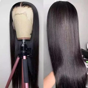 Full Lace Frontal Wig Straight Human Hair Lace Frontal Wigs Closure Wig Cosplay - Picture 1 of 5