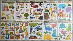 WALL STICKER BUNDLE - Ten sheets of stickers for boy girl kids bedroom nursery