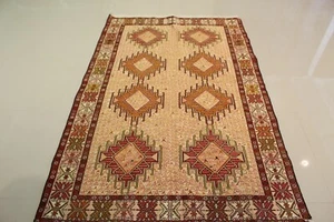 PERSIAN SUMAK VINTAGE 100% SILK PILE HANDMADE MASTERPIECE 4'x6' IMPECCABLE! - Picture 1 of 8