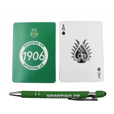 Juego de baraja de cartas y bolígrafos de fútbol portugués Sporting CP SCP Foto 1 de 4