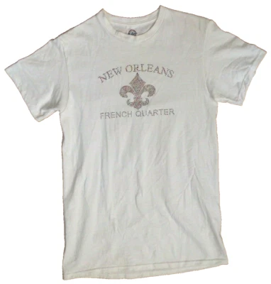 CAMISETA NEW ORLEANS CUARTO FRANCÉS ESTRÁS MUJER S BLANCA FLOR DE LIS  Foto 1 de 4