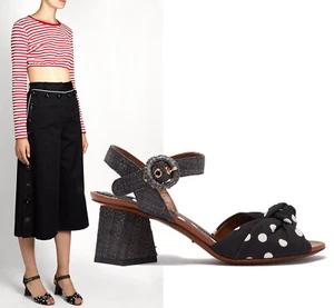 DOLCE & GABBANA SHOES KNOT CADY RAFFIA MIDHEEL SANDAL POLKA DOT $945 36 6 - Picture 1 of 12
