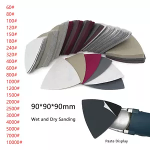 90*90*90mm Flocking Triangle Sandpaper Wet and Dry Sanding Discs 60 - 10000 Grit - Picture 1 of 5