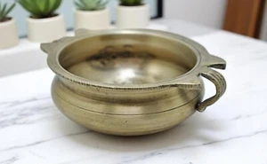 Antique Brass Small Rice Cooking Urli Bowl Original Old Hand Crafted - Picture 1 of 7