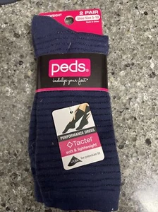 Peds Lightweight Dress Crew Socks 2 Pair Blue - Picture 1 of 2