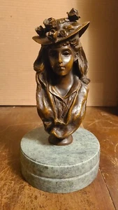 Auguste Rodin Muse Rose Beuret bronze statue bust w marble base - Picture 1 of 7