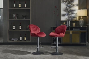 2Set Bar Stools 24.6"-32.28" Height Barstools Kitchen Counter Pub Bar Chairs Red - Picture 1 of 13