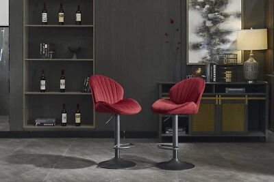 2Set Bar Stools 24.6"-32.28" Height Barstools Kitchen Counter Pub Bar Chairs Red - Image 1 of 4