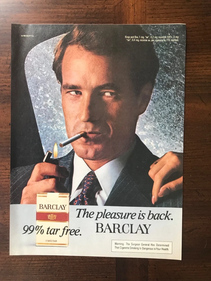 Anuncio impreso original vintage 1981 Barclay Cigarettes The Pleasure Is Back Foto 1 de 1