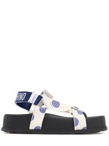 MOSCHINO $445 White/Blue Cotton Sandals New & Authentic - Picture 1 of 3