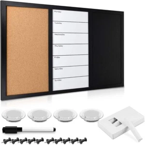 Navaris Combination Board Cork/Whiteboard/Chalkboard - 16 x 24 Multicolor - Picture 1 of 6