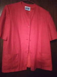Bill Blass Vintage Damen rotes Leinen Sakko -- Gr. 16 - Bild 1 von 2