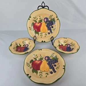 Home Trends Granada Earthenware Fruit Pattern - 4pc 2 10.5" Plates & 2 8" Bowls - Picture 1 of 11