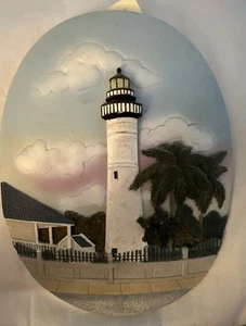 3D Ceramic Key West , Florida Lighthouse Oval Wall Plaque Picture Decor - Picture 1 of 2