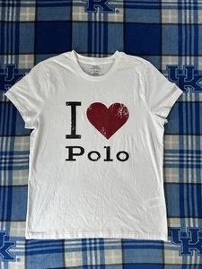 Polo Ralph Lauren donna bianco chiaro I LOVE POLO T-shirt cotone grande L PRL - Foto 1 di 6