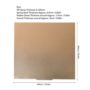 Doppelseitig Strukturiertes PEI Und Flexible Bauplatte 600 X 600 Mm 3D-Druck SA - Afbeelding 1 van 23