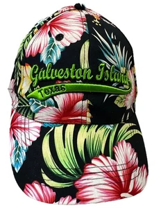 New Galveston Island Texas Embroidered Tropical Hibiscus Floral StrapBack Hat OS - Picture 1 of 6