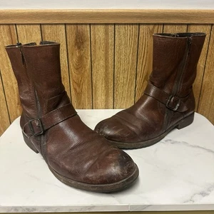 Vintage Frye Engineer/Moto Stiefel Herren Größe 10,5D braun Seitenreißverschluss abgenutzt - Bild 1 von 15