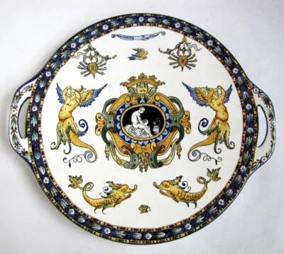 Ancien Plat à Tarte 1940 - 1950 Service Renaissance en Faïence de Gien - Photo 1/4