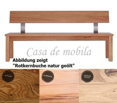 Massivholz Sitzbank mit Rückenlehne 200cm geölt holz Eiche,Buche küchen-bank - Bild 1 von 4