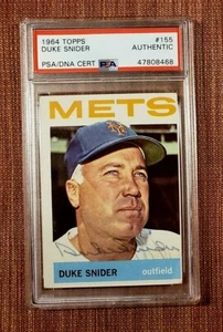 1964 Topps #155 Duke Snider LA Dodgers Autographed Baseball Card PSA/DNA AUTO - Picture 1 of 2