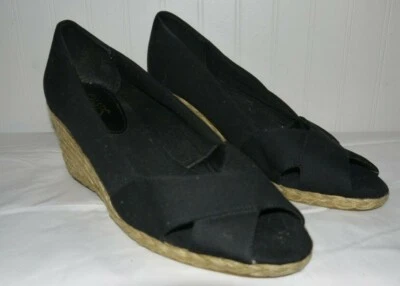 CHAPS ALPARGATAS DE TELA NEGRAS CON PEEP TOES TALLA 9,5 M EN MUY BUEN ESTADO Foto 1 de 3