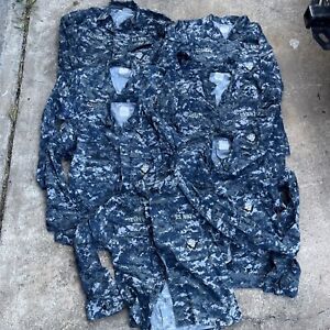 Lot Of 7 Mixed Sizes US Navy Blue Digital Camo Working Blouse Surplus Military