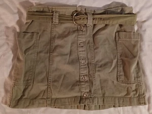Pep & Co. Women's size 20 belted jean mini-skirt, olive green - Picture 1 of 5