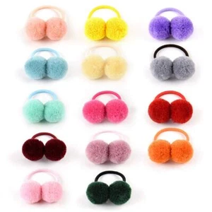 14 Pcs Assorted Color Elastic Hair Ties Rope Double Pompom Fluffy Ponytail Ho... - Picture 1 of 3