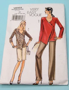 Vogue very easy sewing pattern #8403 Tunic shorts pants 16 18 20 22 FF UC - Picture 1 of 2