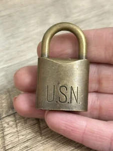 Vintage Old Small Wilson Bohannan USN Navy Padlock Lock No Key - Picture 1 of 5