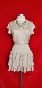 Set top e gonna in pizzo maglia lurex colore champagne Maje taglia S/M - Foto 1 di 11