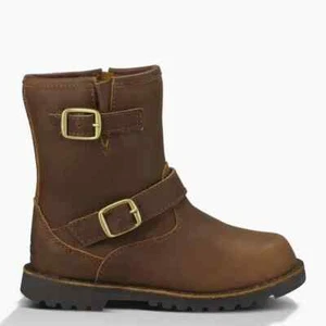 NEW UGG Kids T Harwell Brown Nubuck Leather Boots - Picture 1 of 3