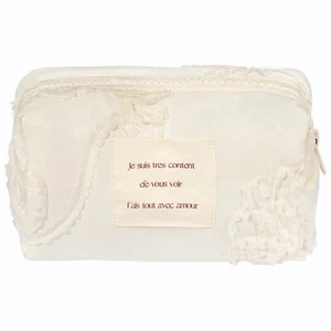 White Makeup Bag Small Nylon Cotton Quilted Cosmetic Makeup Bag Organizer, Ae... - Picture 1 of 6