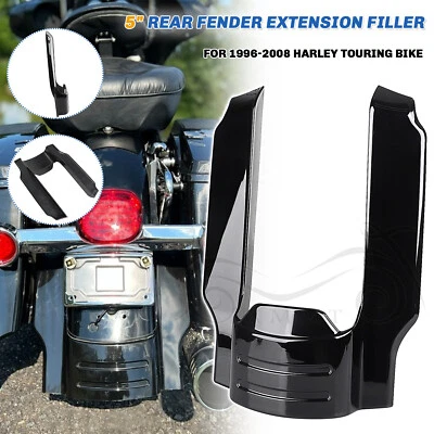 Gloss Black 5" Rear Fender Extension Stretched Filler For Harley Road King FLHRS - Imagem 1 de 4