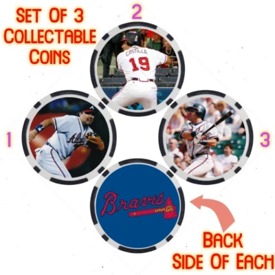 VINNY CASTILLA - JUGADOR DE BÉISBOL LEGENDARIO DE LOS BRAVOS - JUEGO DE MONEDAS COLECCIONABLES Foto 1 de 2