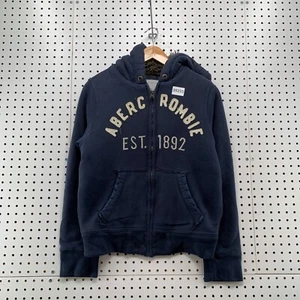 VTG Y2K Abercrombie Wolf Jaw Jacket Youth XL Blue Sherpa Lined 20.5x22.5 - Picture 1 of 17