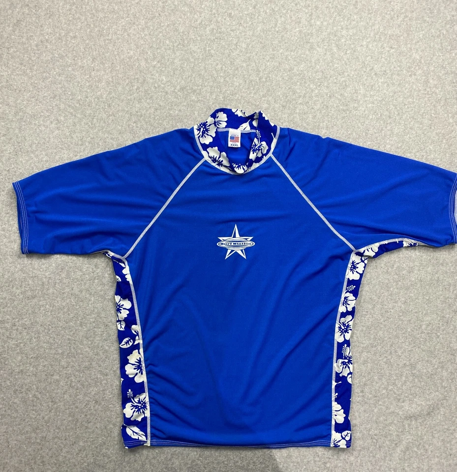 Camisa de natación de manga corta para jóvenes Surf Station talla XXL azul Hawaii FPS - Hecha en EE. UU.  Foto 1 de 4