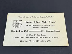 Antico Vecchio Philadelphia Milk Show Latte Dipartimento Castagne Pubblicità Salute - Foto 1 di 3