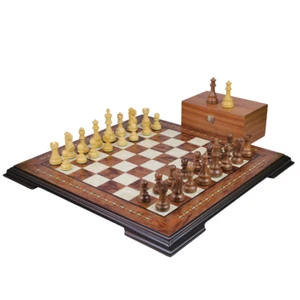 Rosewood Chess Set 20 Inch with Helena Chess Board and Weighted Sheesham Reykjav - Picture 1 of 11