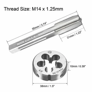 M14 x 1.25mm Metric Tap and Die Set HSS Machine Thread Tap with Round Die - Picture 1 of 6