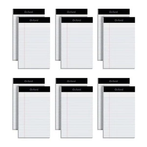 Oxford 5 x 8 Legal Pads 12 Pack Narrow Ruled White Paper 50 Sheets Per Writin... - Picture 1 of 7