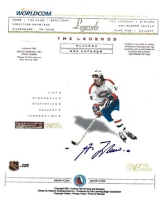 RARE 2001 GUY LAFLEUR (DEC. 2022) HOF AUTOGRAPHED 8 X 10 NHL HOF BIO PAGE !! - Picture 1 of 1