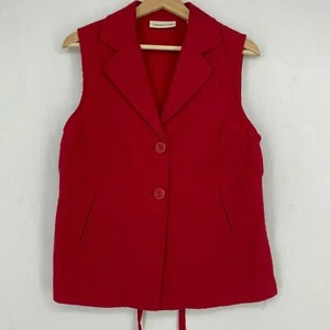 Coldwater Creek Womens 8 Button Front Vest Red Quilted Ties at Back with Pleats - Picture 1 of 8