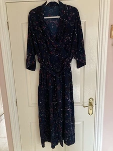 BEAUTIFUL MONKI JUMPSUIT SIZE LARGE UK 16 APX NAVY ORIENTAL PATTERN VGC POCKETS - Picture 1 of 12