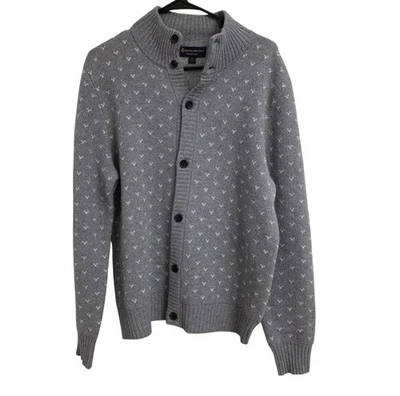 Brooks Brothers Cardigan Sweater Merino Wool Blend Italian Yarn Gray Men's M - Image 1 of 4