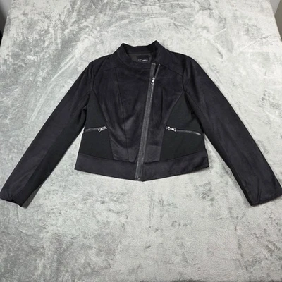 Elie Tahari Jacket Womens Large Black Faux Suede Crop Moto Blazer Biker Rock - Image 1 of 4