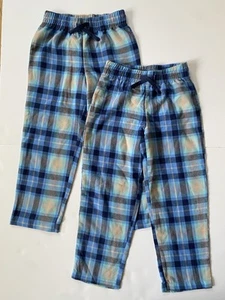 2 Pair Cat & Jack Boy’s XS 4/5 Pajama Pants Blue Plaid New - Picture 1 of 2
