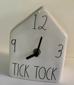 TICK TOCK Bird House Shaped Clock Rae Dunn Artisan Collection by Magenta - White - Picture 1 of 5