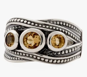 NUEVO SIN ETIQUETAS O PAZ ANILLO CITRINO CON CUENTAS CRUZADAS PLATA ESTERLINA 925 TALLA 8 ISRAEL PZ A - Imagen 1 de 6
